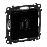 Valena LIFE Зарядное устройство с двумя USB-разьемами 240В/5В 1500мА. С лицевой панелью. Антрацит. - артикул 756312