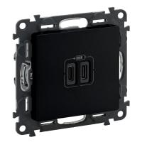 Valena LIFE Зарядное устройство с двумя USB-разьемами тип C-тип С 240В/5В 3000мА. С лицевой панелью. - артикул 756307