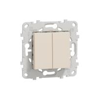 UNICA NEW выключатель 2-клавишный, сх. 5, 10 AX, 250 В, бежевый - артикул NU521144
