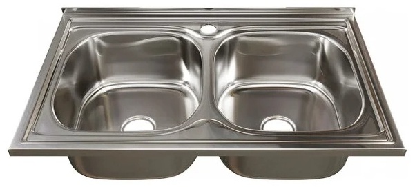 Мойка 50х60 (0,6) правая 2-х чаш вып 3 1/2    18/12 см - артикул K0000081007