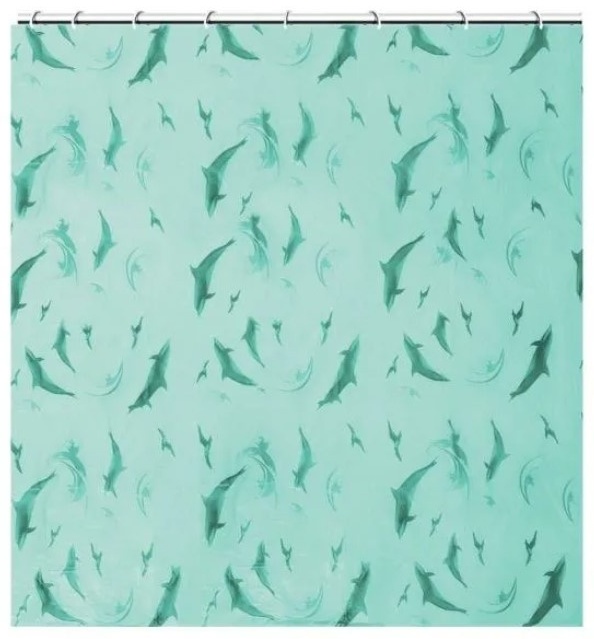 штора для ванной 004 дельфины (зеленая) 1,8*1,8 - артикул K0000041362