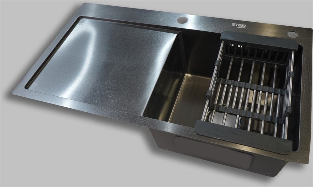 Кухонная мойка 780*430 арт.ST-HSD7843BLR черный, правая (одночашечная) - артикул K0000079888