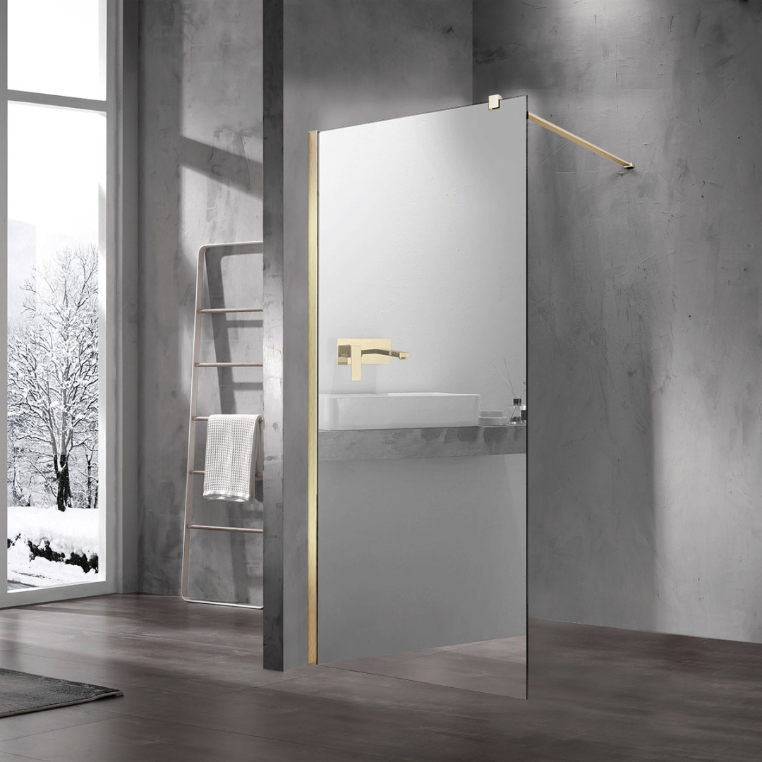 Душевая перегородка Walk-In VSW-1H900MRG, 900*2000, матовый золотой, стекло зеркальное - артикул K0000218475
