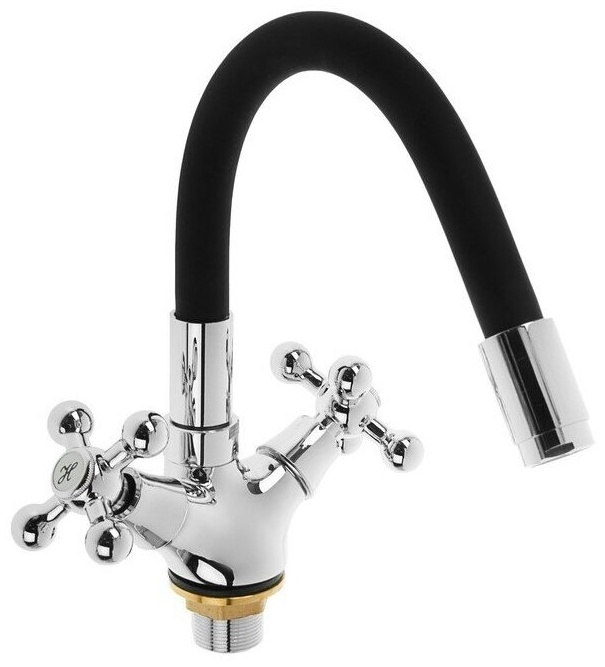 Смеситель для умывальника с силик/изливом с двумя рукоятками. Черный Accoona A9871F - артикул K0000204483