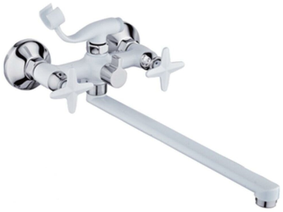 Смеситель POTATO P22322-7N универсальный с прямым изливом, барашк, 1/2 об, белый (10/ 2шт) - артикул K0000104181