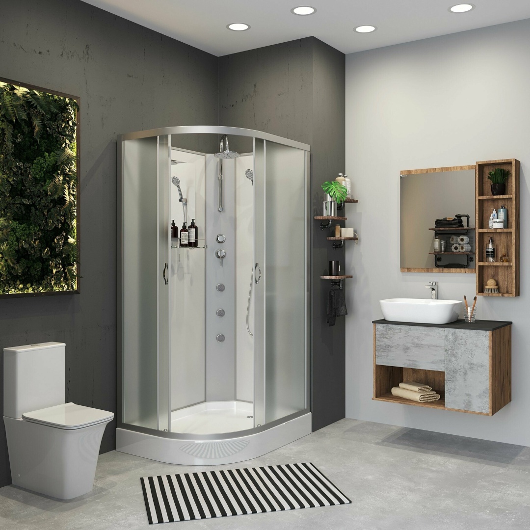 Душ.кабина Niagara NG-3312-14RBKTG (1200х800х2150) низкий поддон(13см) стекло МАТОВОЕ 3 места - артикул K0000106043