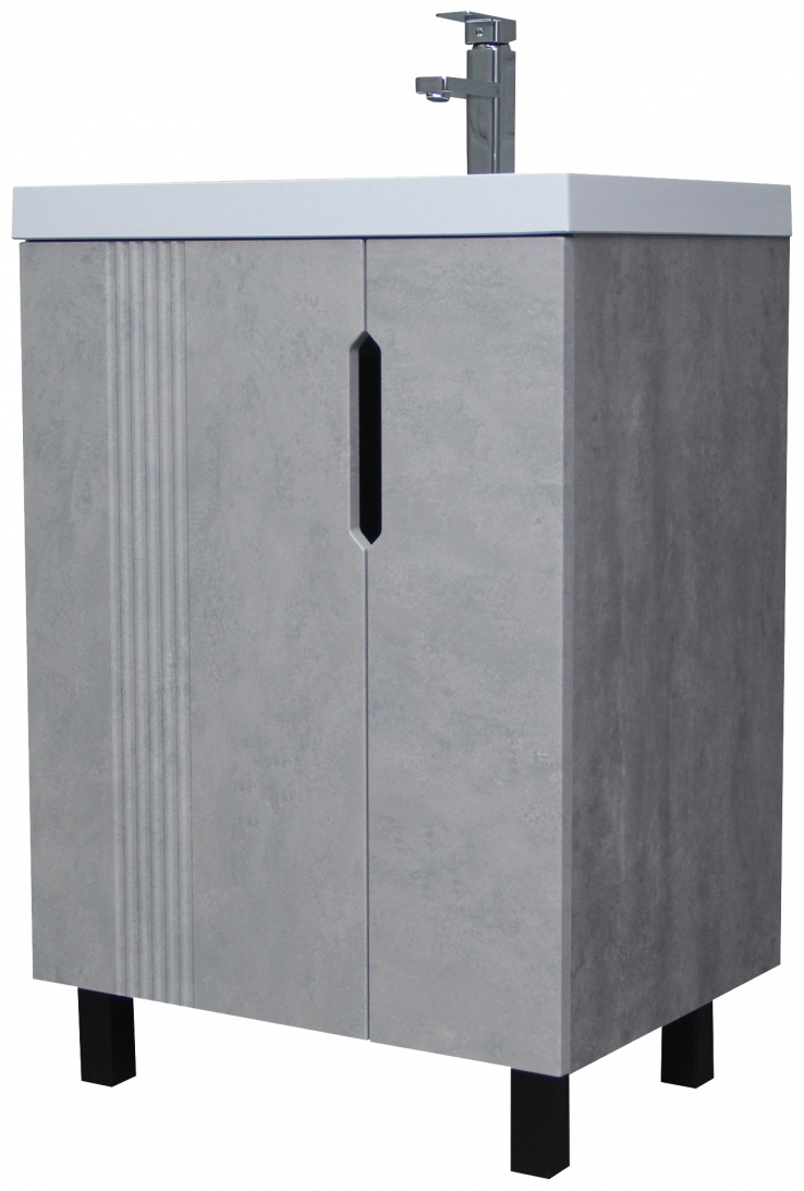 Комплект Тумба "Bazis 60" Марта без ящика Бетон Адай с умывальником - артикул K0000209022