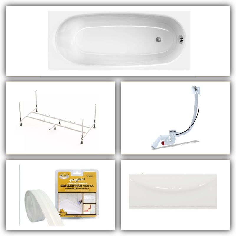 Комплект Ванна Domani-Spa Standard 1700*700*410 (КАРКАС + ЭКРАН + СИФОН + лента бордюрная 38*335 мм LUX FULL - артикул K0000167874