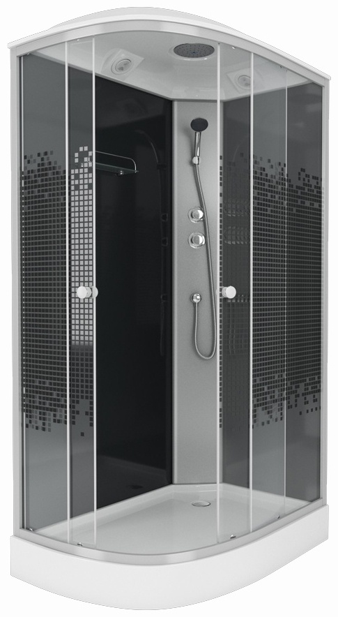 Душ.кабина Niagara NG-4512-14L BLACK (1200х800х2150) низкий поддон(13см) стекло МОЗАИКА 3 места - артикул K0000106262