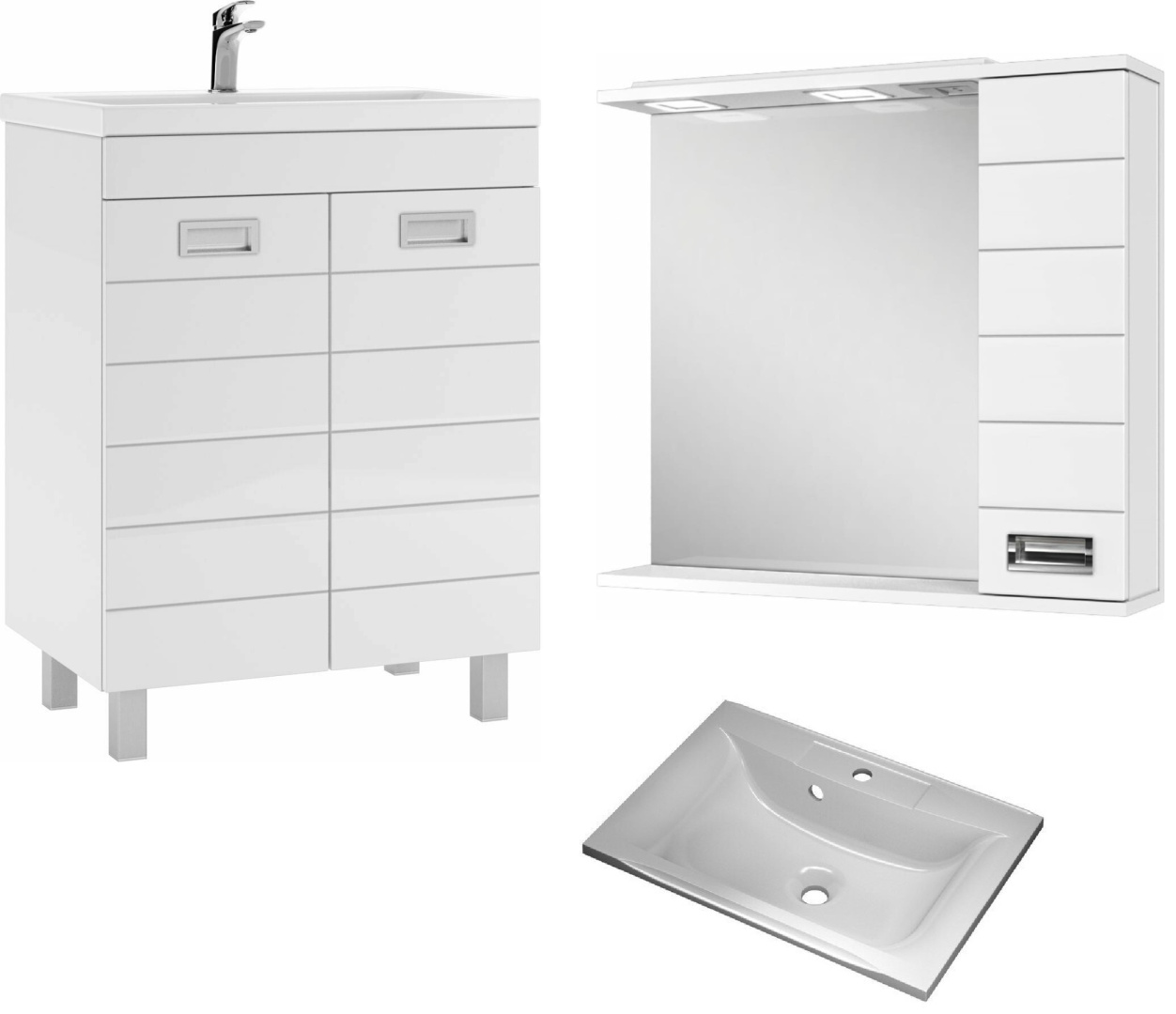 Комплект Тумба с умывальником "Elen 65" Cube без ящика Байтерек DC5002T + зеркало - артикул K0000189403