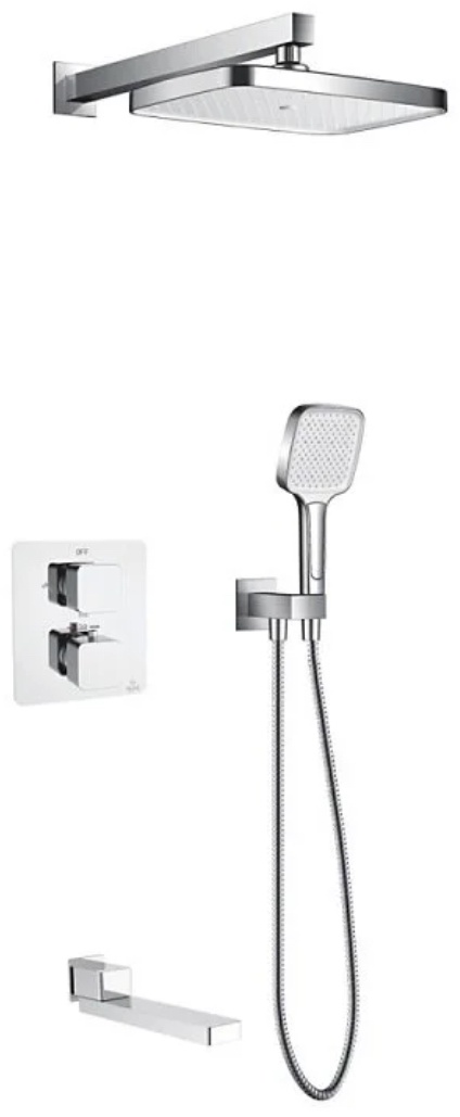 Встроенный настенный душ 3 в1 белый/хром/Термостата R1595F KABINKA.KZ - артикул K0000234476