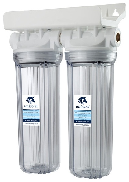 Фильтр магистральный 3/4'' DUO двойной для хол. воды прозр. 10" UNICORN (FH2P 34 DUO) - артикул K0000026900