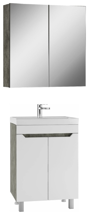 Комплект Тумба с умывальником "Енисей 60" Мечта без ящика Бетон Адай + зеркало - артикул K0000189415