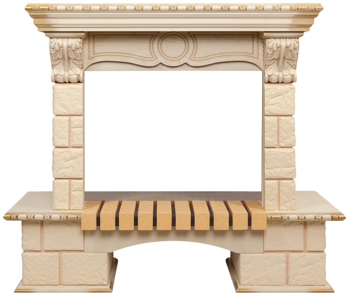 Портал для электрокамина BOLERO 25/25,5 WT-619G (1060х1205х450, МДФ, дуб белый с золотой патиной) - артикул K0000101834