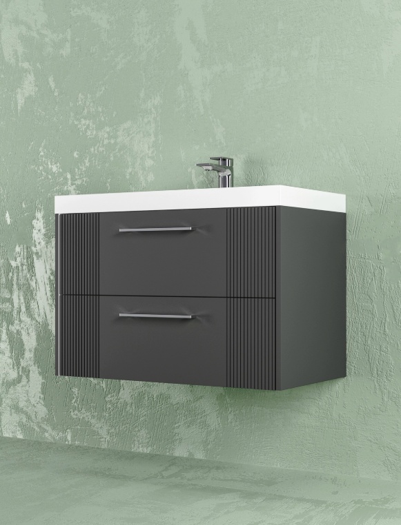 Комплект тумбы навес. Альба 600 антрацит 2 ящика с умыв. Океан - артикул K0000232087