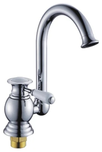 Смеситель POTATO P7017 для кухни с высоким изливом   крепление гайка, хром с белыми вставками (10/ 2шт) - артикул K0000103641