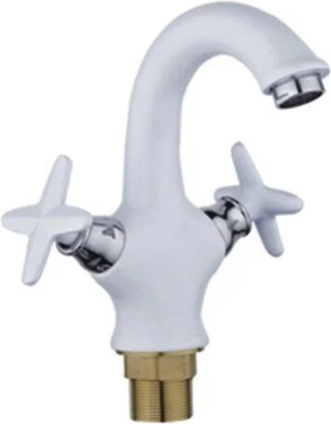 Смеситель POTATO P10322-7 для раковины крепление гайка, барашк, 1/2 об,белый (10/ 2шт) - артикул K0000104180