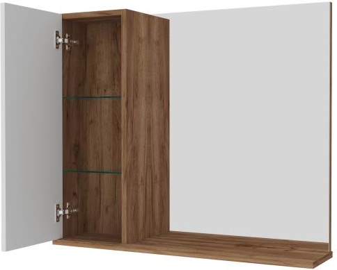 AVK2. Шкаф навесной, 1 Дверь + Зеркало, 800, коллекция (Амали, Дуб Крафт Золотой, Молочный глянец) - артикул K0000083456