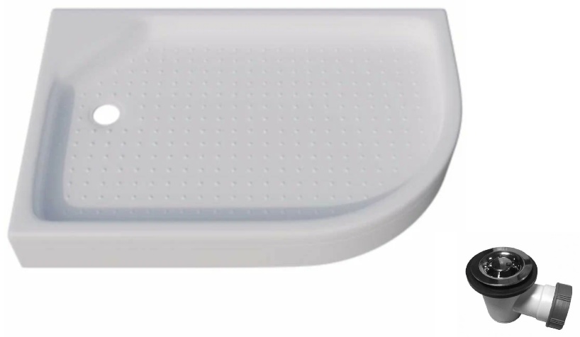 Комплект ПД16 Поддон 120х80 1/4 круга, низкий, левый в комплекте + Сифон - артикул K0000120190