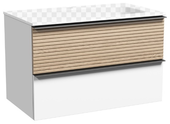 DL80W Тумба подвесн SANCOS Delta 790х445х500, c дв. ящ. оснащенными доводчиками, дуб светлый/белы - артикул K0000219536