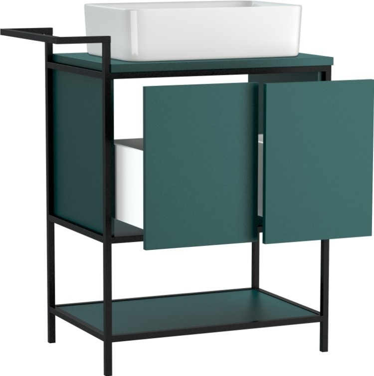 (А63014) Тумба под раковину напольная BOTANIQUE 80 для CREA 50 зелёный + умывальник - артикул K0000054408