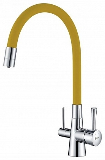 LM3075C-Yellow "COMFORT" Смес-ль для кух, с гиб излив, с подключ к фильтр пит-вой воды, хром/желтый - артикул K0000046067