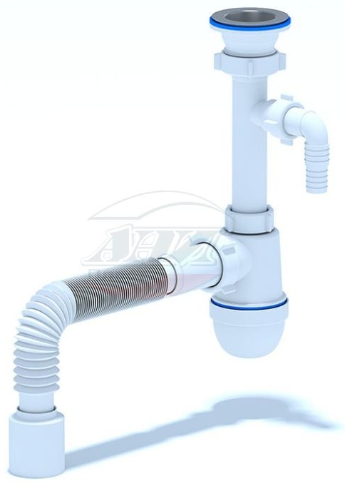 Сифон Ани 1 1/2"*40 с отв. стир. машины, с гиб. тр. 40*40/50 C0315 - артикул R0005784