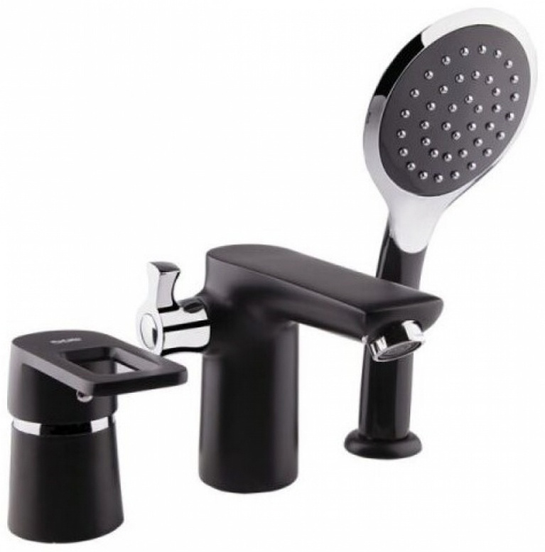 Смеситель POTATO P1130-6 для ванны тройной врезной, черный (10/ 2шт) - артикул K0000103722