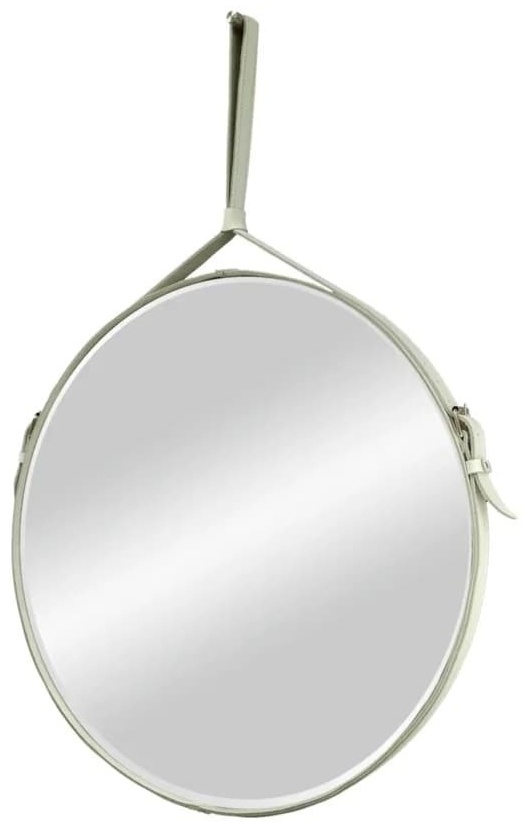 Зеркало "Ритц" D 650 на ремне из натуральной кожи белого цвета - артикул K0000041646