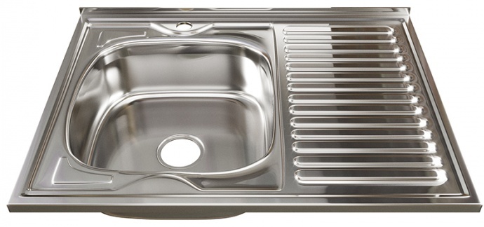 Мойка 60х80 (0,6) лев вып 3 1/2 нерж. 16см  с сифоном - артикул K0000030973