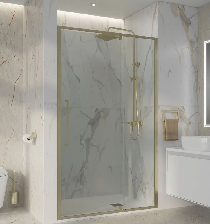 Дверь в нишу Niagara Nova NG-45-12ASG (120х195) распашная,золото сатин,стекло прозрачное,1 место - артикул K0000215532