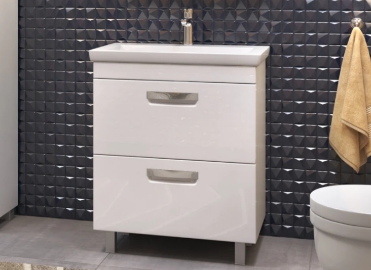 Комплект тумбы напол. Plaza 600 белый 2 ящика с умыв. Фостер - артикул K0000232158