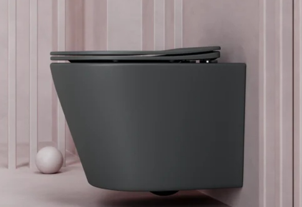 CN6000MDH Подвесной унитаз Balearica Rimless цвет Темный Антрацит Матовый 490*365*360 с крепежом, с - артикул K0000219952
