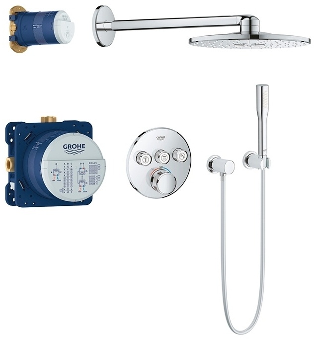 Душевая система GROHE Grohtherm SmartControl Perfect с душевым гарнитуром и верхним душем Rainshower - артикул K0000045296