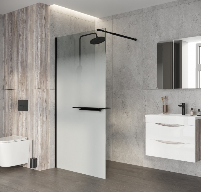 Душевая перегородка Niagara Nova NG-582-12BLACK (120х200) черный матовый,стекло белый градиент,1 место - артикул K0000209084