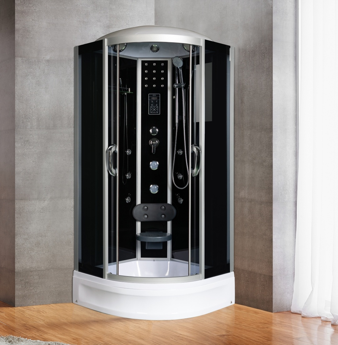 Душевая кабина TEMZA 90/24 TH 90*90*217 (1/4 круга, чёрные стенки,тон.стекла, низкий поддон) - артикул K0000097488