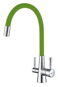 LM3075C-Green "COMFORT" Смес-ль для кух, с гибк излив, с подключ к фильт питьевой воды, хром/зелены - артикул K0000046064