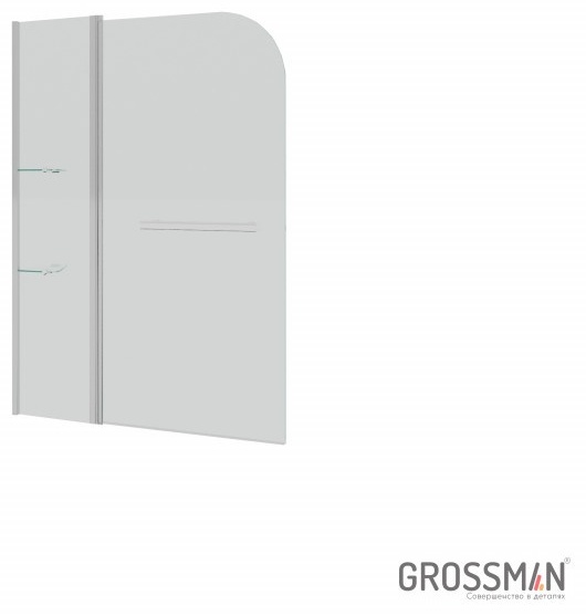 Шторка для ванны Grossman GR-101/1 (150*110) алюминиевый профиль, стекло ПРОЗРАЧНОЕ 6мм 1 место - артикул K0000106841