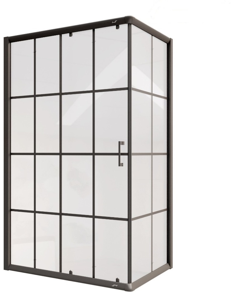 MUZA120 N (80x120x195) душевое ограждение, прозрачное стекло с черным рисунком, профиль тонкий черный БЕЗ ПОДДОНА! Ceruttispa - артикул K0000264416