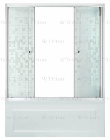 Штора на ванну Тритон Аква, Мозайка, Белый 150*70 (2 двери+торцевая) - артикул K0000098284