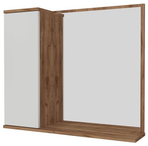 AVK2. Шкаф навесной, 1 Дверь + Зеркало, 700, коллекция (Ангелика, Дуб Крафт Золотой, Молочный глянец - артикул K0000083461