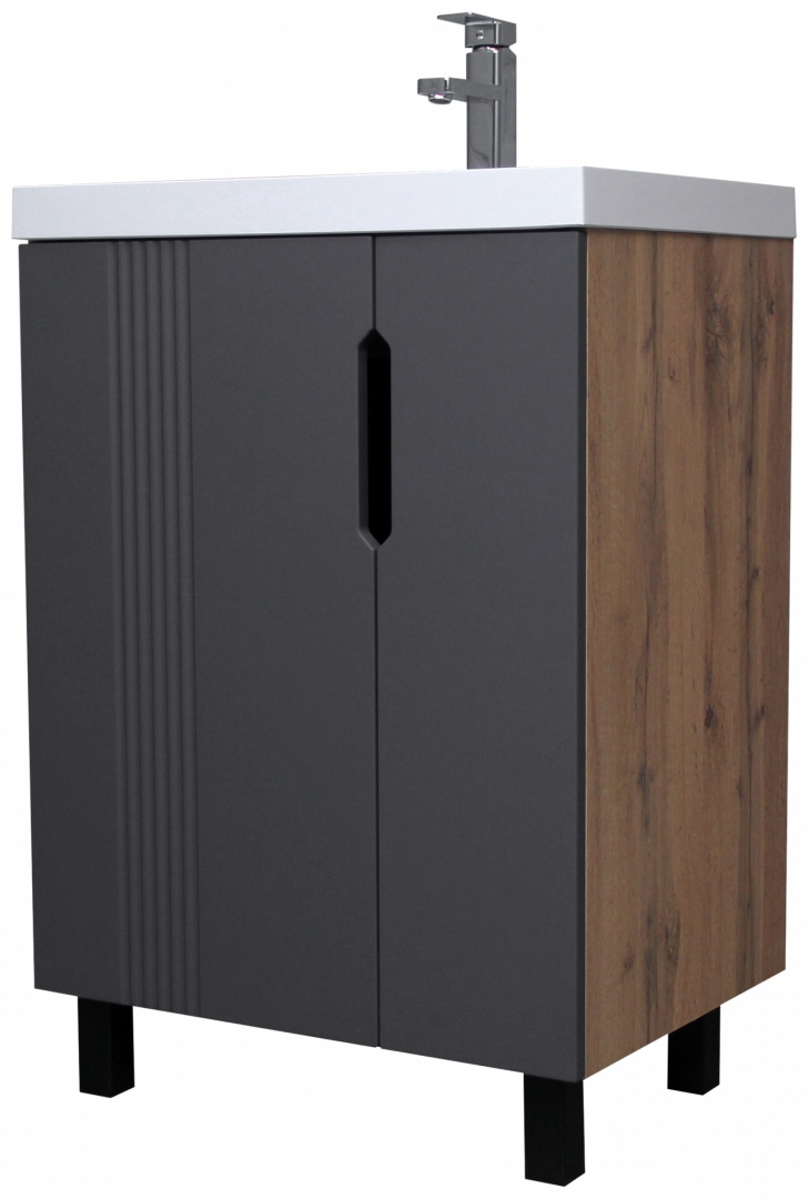 Комплект Тумба "Bazis 60" Марта без ящика Дуб вотан Адай с умывальником - артикул K0000220754