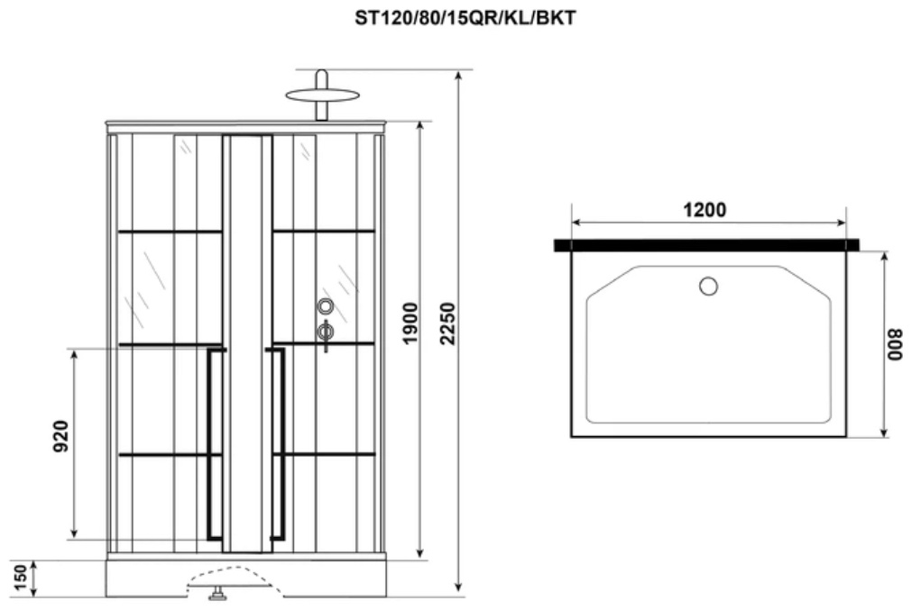 Душ.каб. Niagara Standart ST120/80/15QR/KL/BKT (1200х800х2250) 3 места - артикул K0000165524