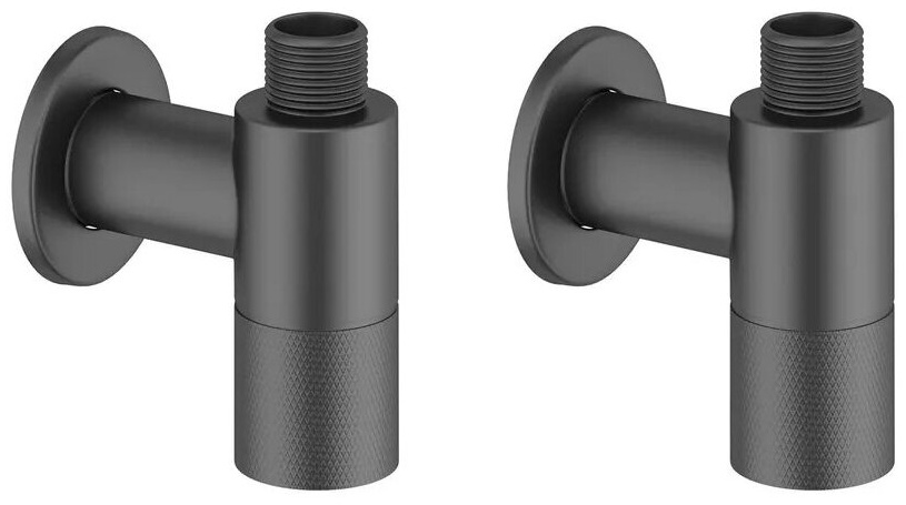 Латунные угловые кран-вентили для подключения смесителя Wellsee Drainage System 182147001, 2 шт, резьба 1/2"x 3/8", с отражателями, цвет матовый черны - артикул K0000129457