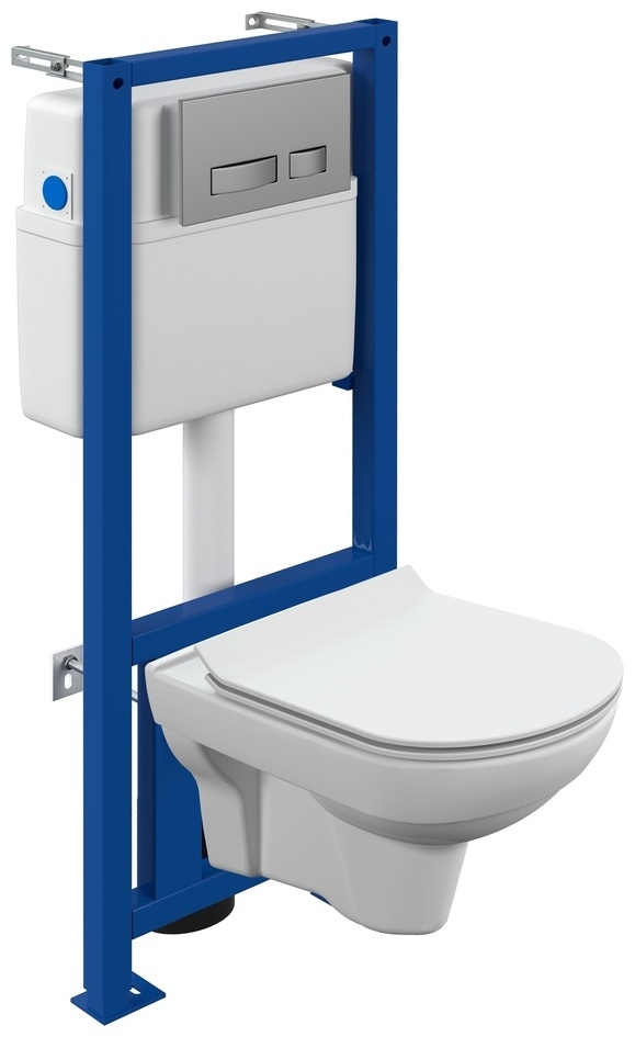 Инсталляция для унитаза CITY CO DPL EO slim (инсталляция, подвесной унитаз, сиденье, кнопка хром) - артикул K0000094896