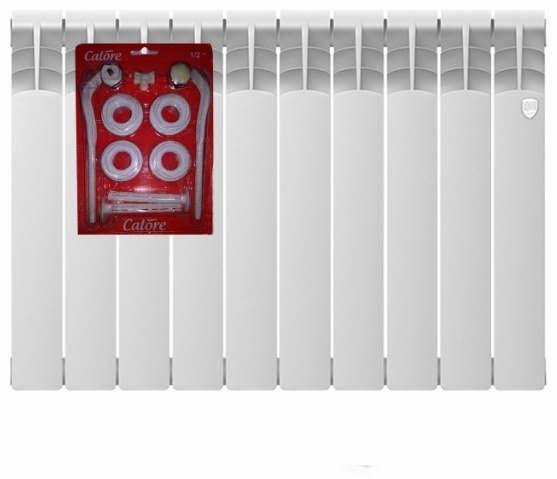 Комплект Радиатор алюминиевый Royal Thermo Revolution 500/80 10 секций +набор д/ал. радиат - артикул K0000073930