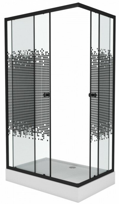 Душ. уголок Niagara NG-012-14Q BLACK(1200х800х1950) низкий поддон(13см) стекло МОЗАИКА, 2 места (поддон, сифон) - артикул K0000105769