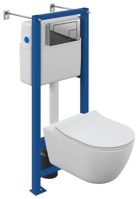 Инсталляция для унитаза NATURE OVAL CO slim (инсталляция, подвесной унитаз, сиденье, кнопка хром) - артикул K0000126823