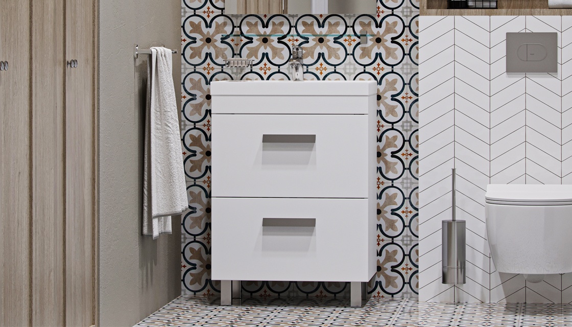 Комплект тумбы напол. ORLANDO 600 белый 2 ящика с умыв. Classica - артикул K0000232129