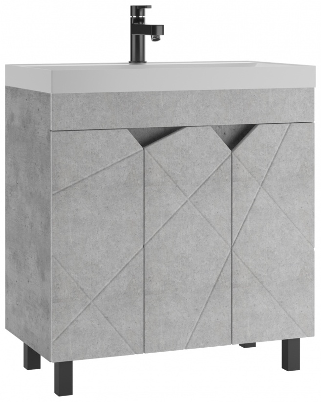 Комплект Тумба "Classica 80" Vector св бетон без ящика Байтерек с умывальником - артикул K0000220760
